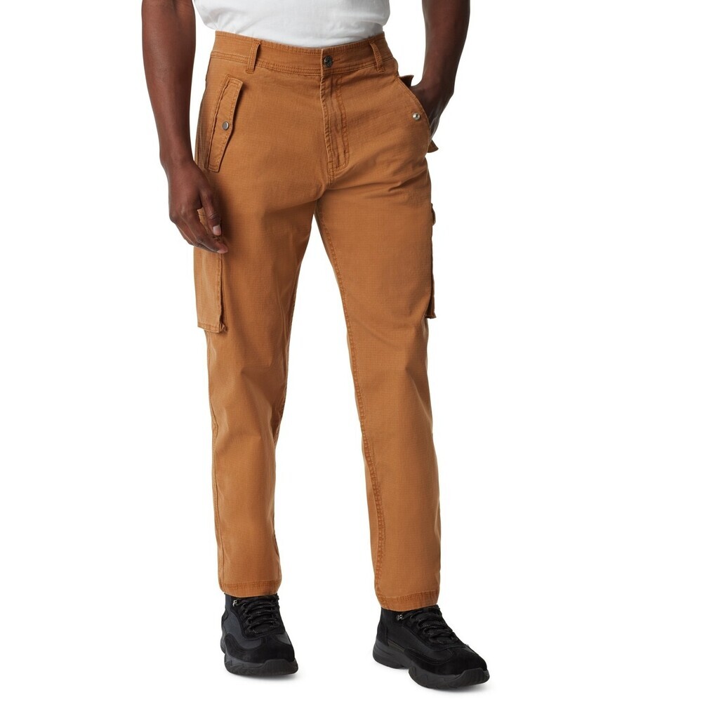 Bass Outdoor Pants Mens 36x32 Brown Stretch Flat Front Tapered Leg Cargo MAC94